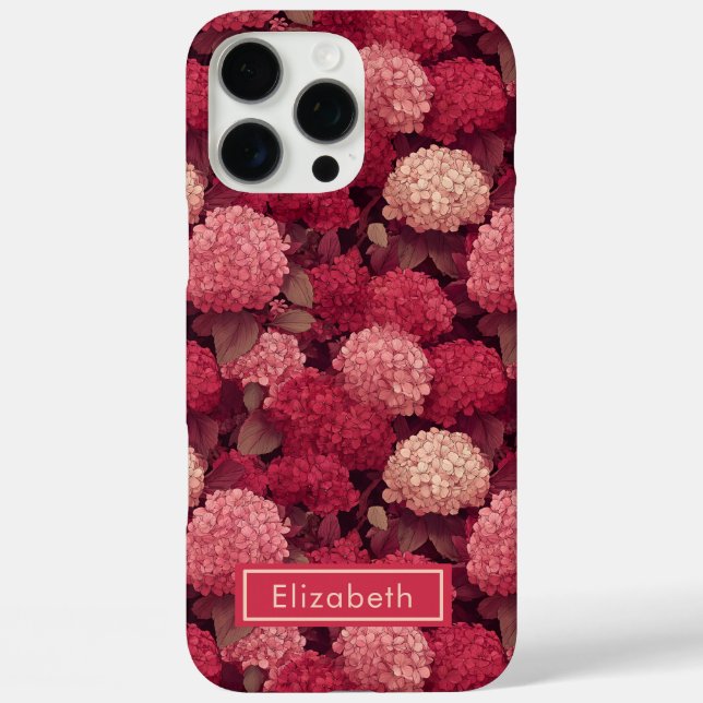 Elegant hydrangea Name Iphone Case for Her (Back)