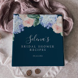Elegant Hydrangea Navy Bridal Shower Recipe 3 Ring Binder<br><div class="desc">This elegant hydrangea navy bridal shower recipe organiser 3 ring binder is perfect for a spring or summer wedding shower. The classic floral design features soft powder blue watercolor hydrangeas accented with neutral blush pink flowers and green leaves. Personalise the binder with the name of the bride-to-be.</div>