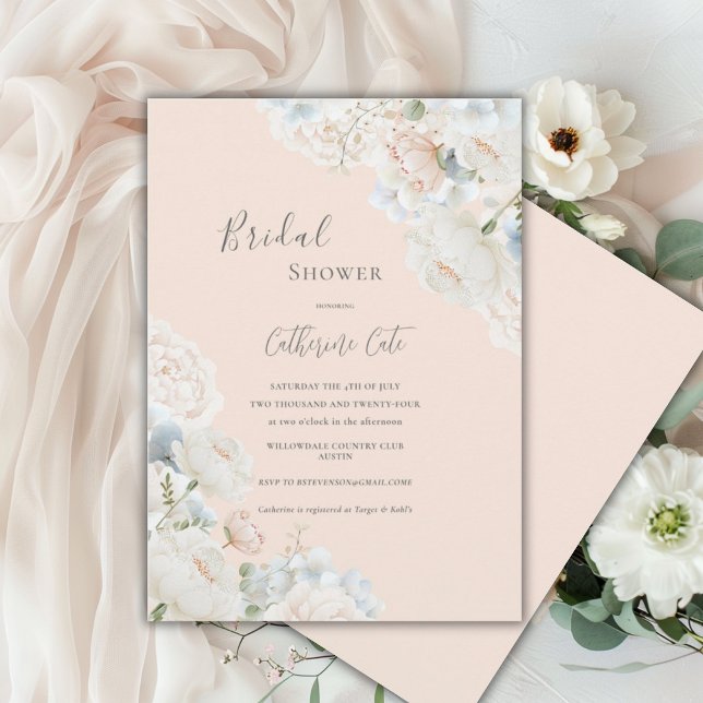 Elegant Hydrangea Peonies Bridal Shower  Invitation (Creator Uploaded)