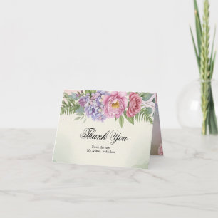 Elegant Hydrangea Peony Wedding Thank You Folded Card