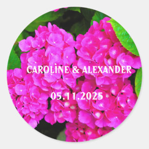 Elegant Hydrangea Pink Floral Photo Blossoms Classic Round Sticker