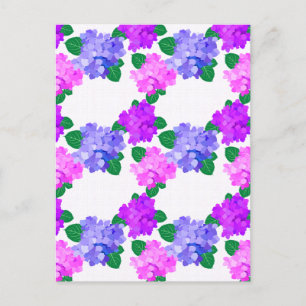 Elegant Hydrangea Pink Purple Flowers Bouquet Holiday Postcard