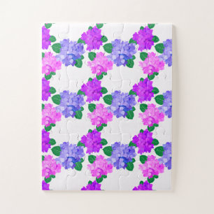 Elegant Hydrangea Pink Purple Flowers Bouquet Jigsaw Puzzle