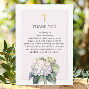Elegant Hydrangea Religious Funeral Thank You Card