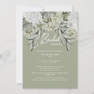 Elegant Hydrangea Sage Bridal Shower Invitation