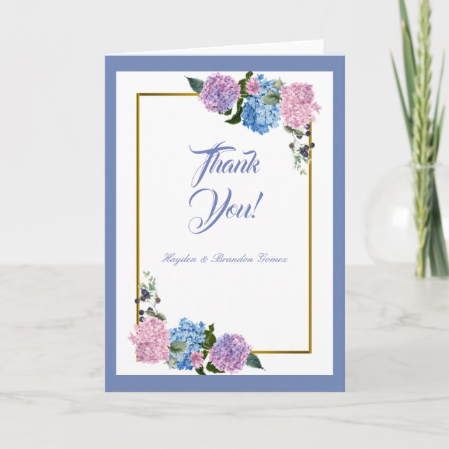 Elegant Hydrangea Thank You Card (Front)