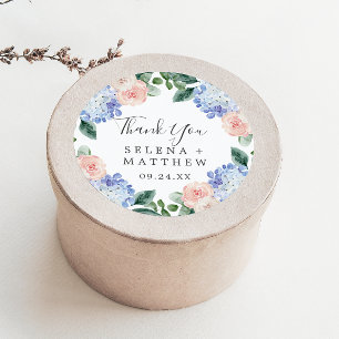 Elegant Hydrangea Thank You Wedding Favour Sticker