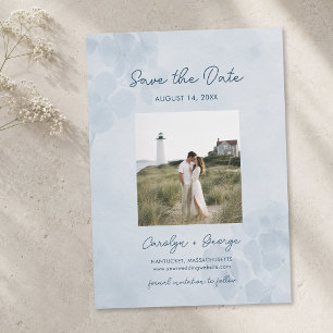 Elegant Hydrangea Watercolor Coastal Chic Wedding Save The Date