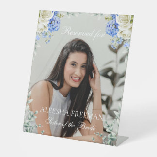Elegant Hydrangea Wedding Reserved Memorial Chair Pedestal Sign