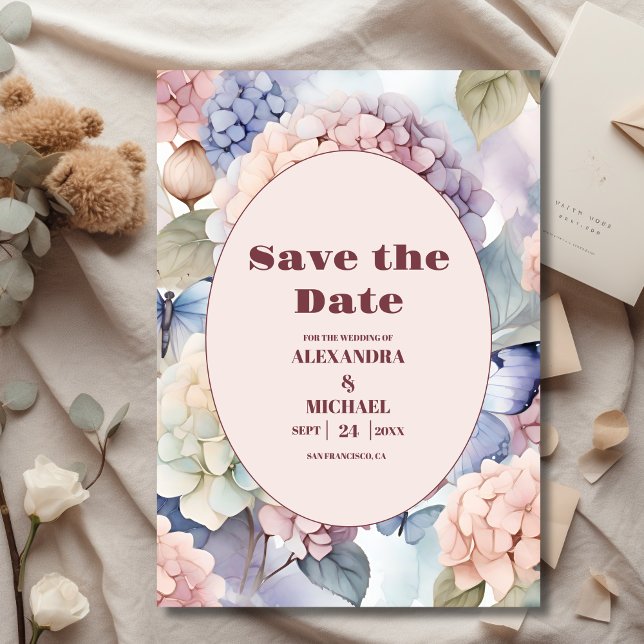 Elegant Hydrangea Wedding Save The Date (Creator Uploaded)