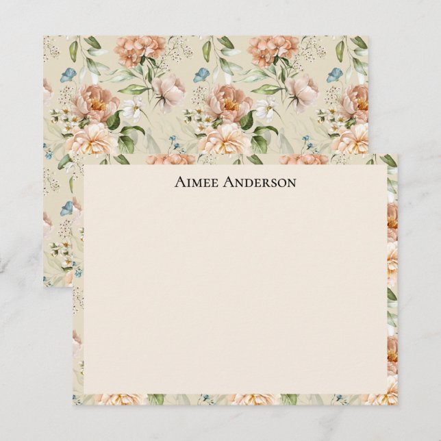 Elegant Hydrangeas Peonies Floral Pattern Frame Card (Front/Back)