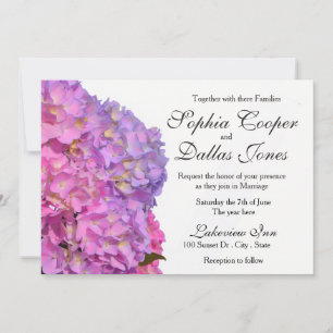 Elegant Hydrangeas pink purple flowers Wedding Invitation