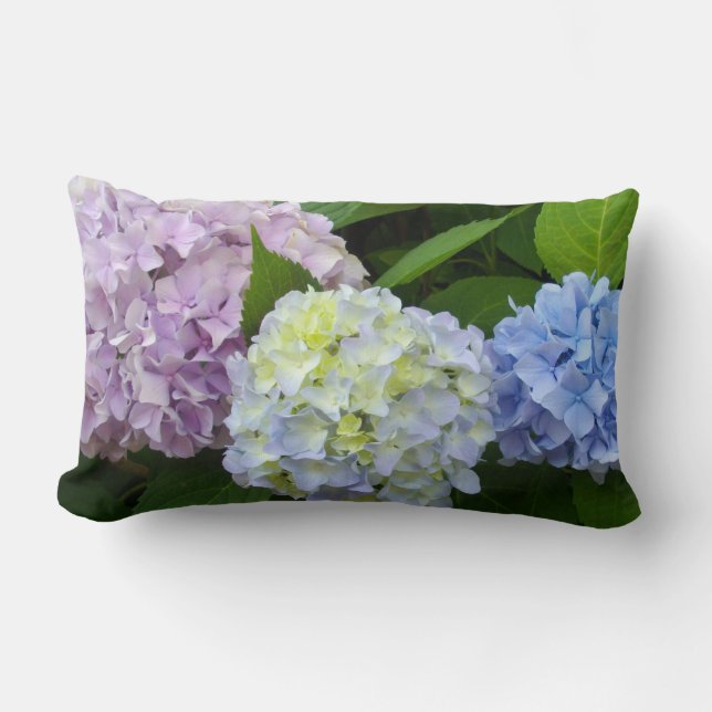 Elegant Hydrangeas purple blue pink floral Lumbar Cushion (Front)