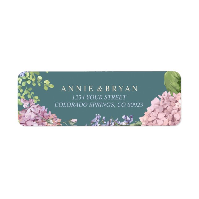 Elegant Hydrangeas Return Address Label (Front)