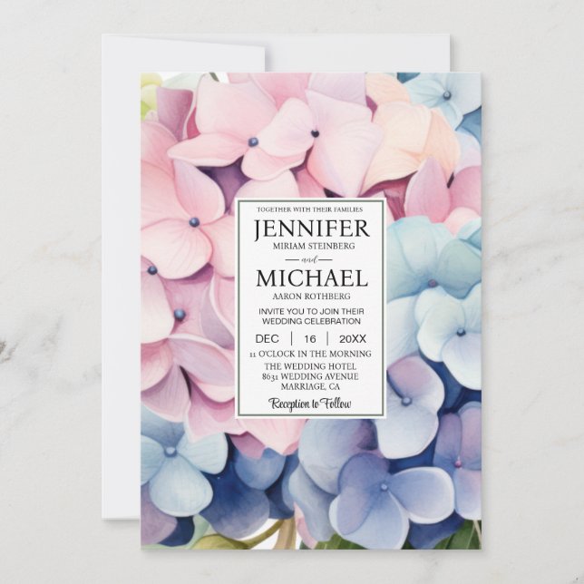 Elegant Hydrangeas Wedding Invitations (Front)