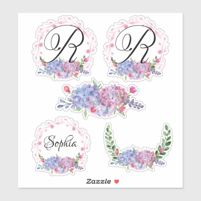 Elegant Hydrangeas | Wreaths | Monogram | Letter R (Sheet)