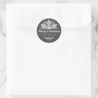 elegant hygge merry christmas  classic round sticker