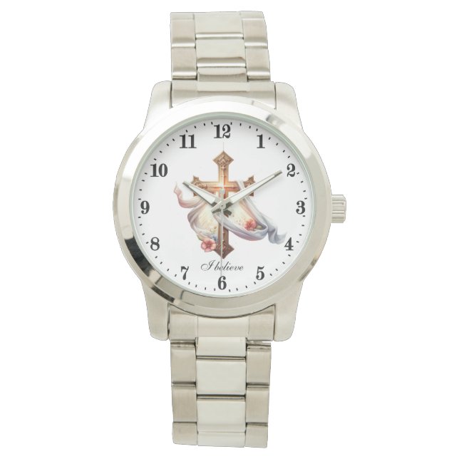 Elegant I believe Cross Religious  Watch (Front)