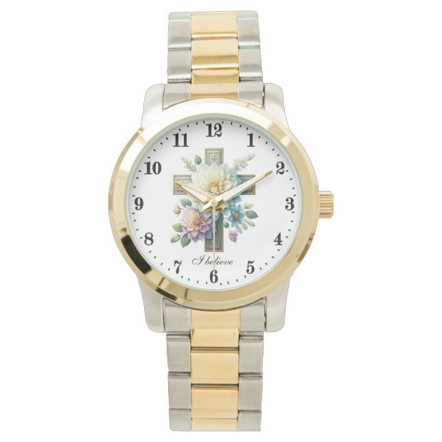 Elegant I believe Cross Religious  Watch (Front)