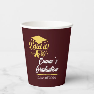 ELegant I did it Success Graduation Party Paper Cups