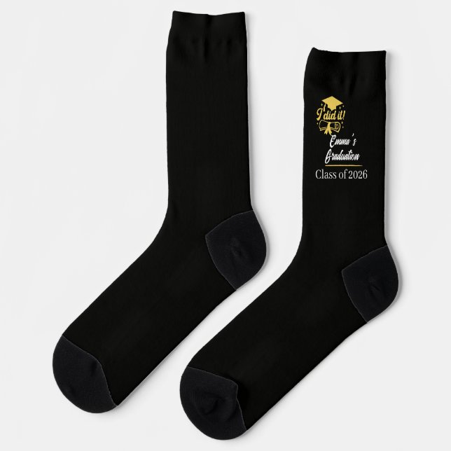 ELegant I did it Success Graduation Party Socks (Left)
