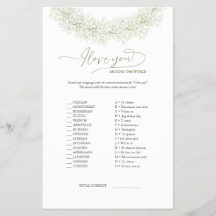 Elegant I Love You Around The World Game & Answers Flyer
