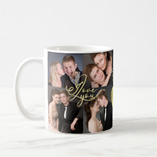 Elegant I Love You Gold Photo Collage Calligraphy Coffee Mug