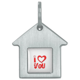 Elegant I Love You Minimalist Red Pet ID Tag
