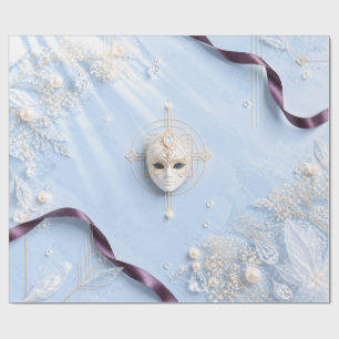 Elegant Ice Blue Masquerade Christmas Wrapping Pap Paper
