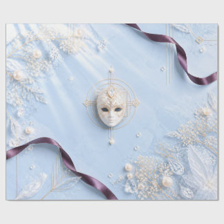 Elegant Ice Blue Masquerade Christmas Wrapping Pap Paper