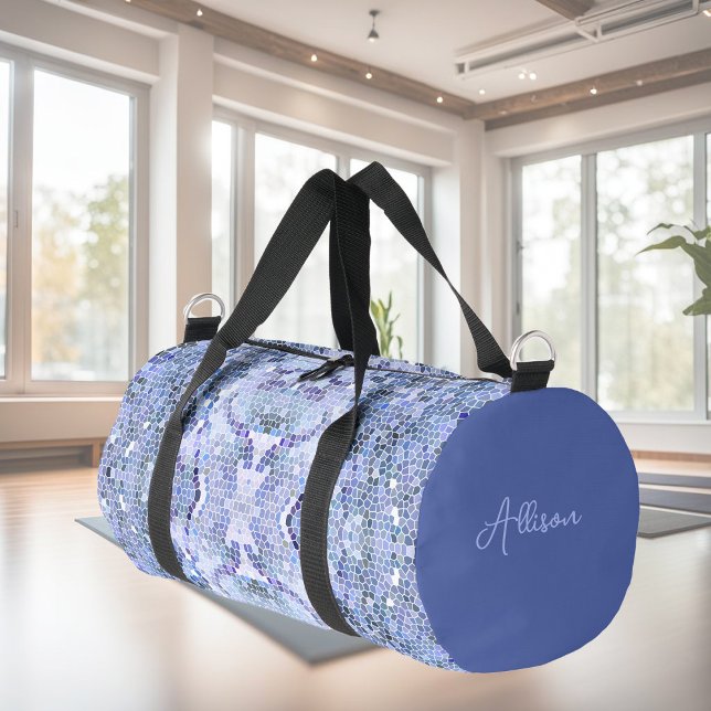 Elegant ice blue mosaic, modern custom duffle bag (Creator Uploaded)