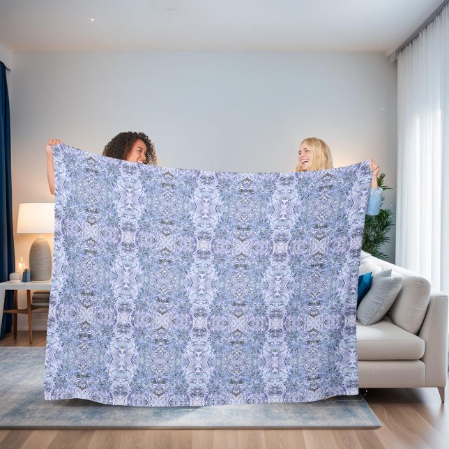 Elegant ice blue mosaic, modern fleece blanket (Creator Uploaded)