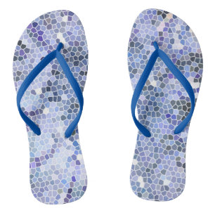 Elegant ice blue mosaic thongs