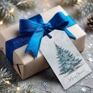 Elegant Ice Blue Tree Winter Wonderland Christmas Gift Tags