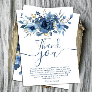 Elegant Ice Blue Winter Floral bridal shower thank Invitation