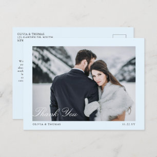 Elegant Ice Blue Winter Wedding Photo Thank You Postcard