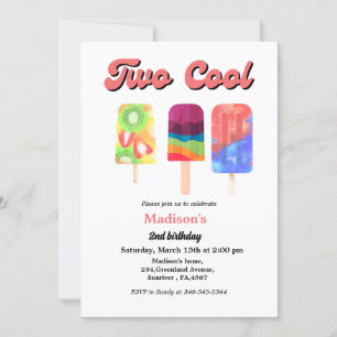 Elegant ice pops two cool birthday party invitation