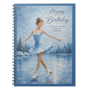 Elegant Ice Skater Birthday Greeting Notebook