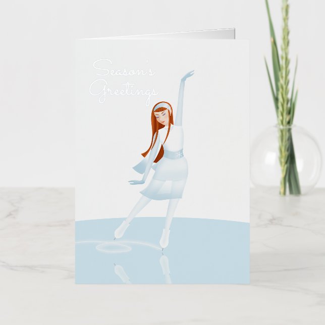 Elegant Ice skater Folded Foil Greeting Card (Front)