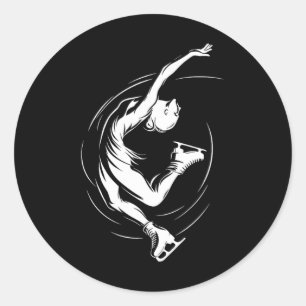 Elegant Ice Skater Graceful Winter Sport Classic Round Sticker