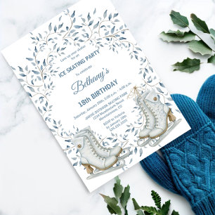 Elegant Ice Skating Birthday Party Invitation