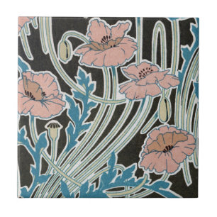 elegant icelandic poppies art nouveau design tile