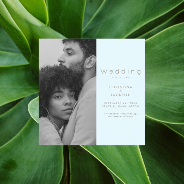 Elegant Icy Blue Photo Save the Date Magnetic Invitation (Creator Uploaded)