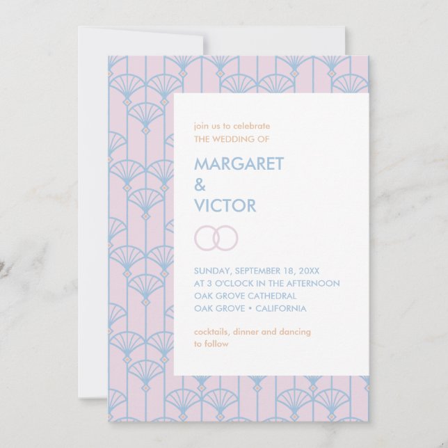 Elegant Ikat pattern Wedding Invitation (Front)