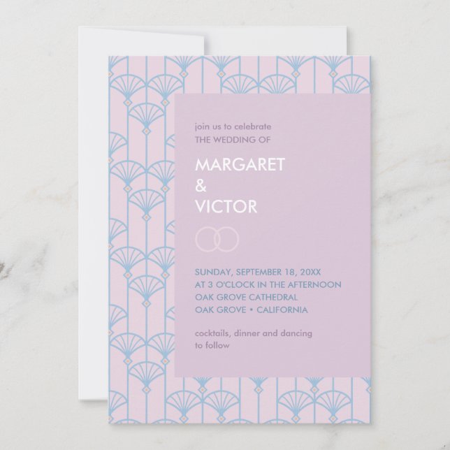 Elegant Ikat pattern Wedding Invitation (Front)