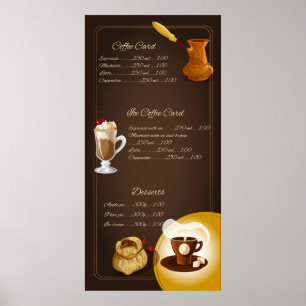 Elegant Illustrated Coffee Coffee Menu Poster