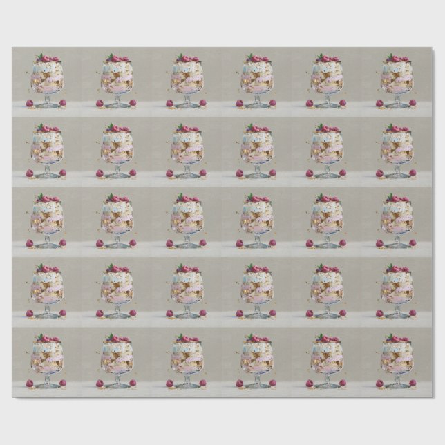 Elegant Impasto Raspberry Dessert  Wrapping Paper (Flat)