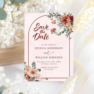 Elegant in Autumn Pink Tones Wedding Save The Date