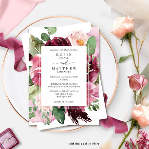 Elegant in Berry and Burgundy Pink Floral Wedding Invitation