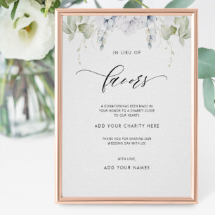 Elegant In Lieu of Favors Wedding Sign